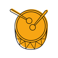 drum and drumsticks bass music top view icon vector illustration