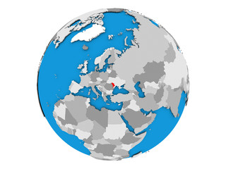 Moldova on globe isolated
