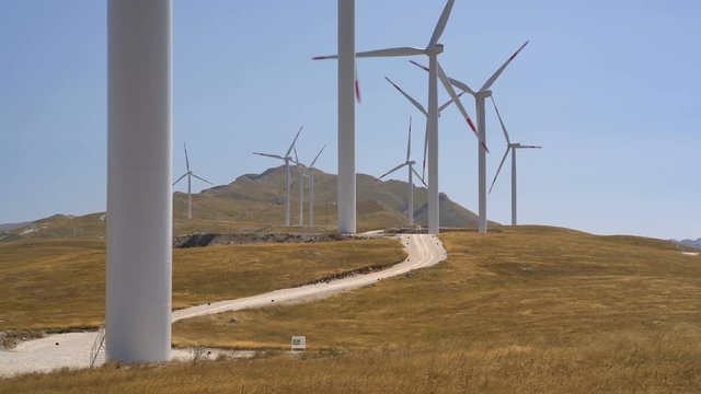 Windmills converting wind energy into electricity