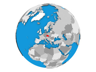Czech republic on globe isolated