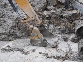 digging machine woring in construction area