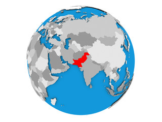 Pakistan on globe isolated