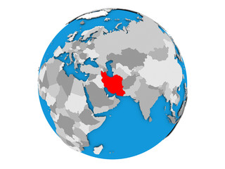 Iran on globe isolated