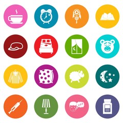 Sleep icons many colors set