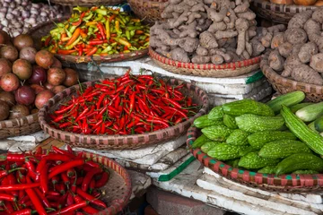 Zelfklevend Fotobehang tropical spices and fruits sold at a local market in Hanoi (Vietnam) © Melinda Nagy