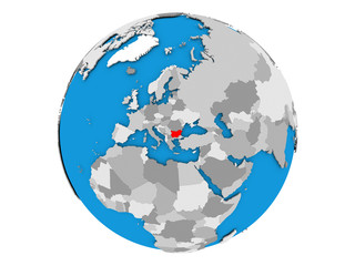 Bulgaria on globe isolated