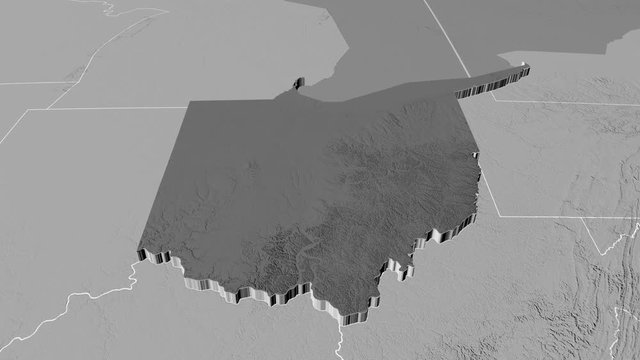 Ohio - United States, region extruded. Bumps
