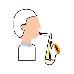 musician character saxophone jazz music festival vector illustration