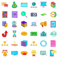 Database icons set, cartoon style