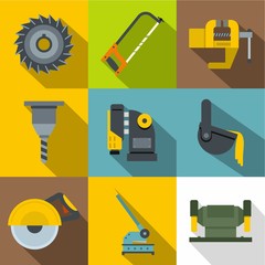 Industry equipment icons set, flat style