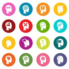 Head logos icons many colors set