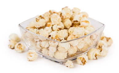 Fresh made Popcorn over white
