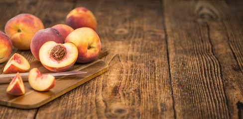 Portion of Fresh Peaches, selective focus