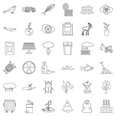 Garbage icons set, outline style