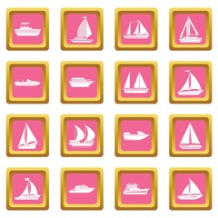 Boat and ship icons pink