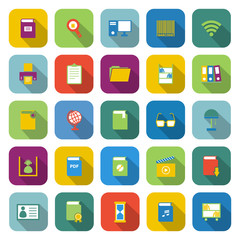 Library color icons with long shadow