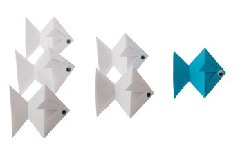 Paper Fishes Behind Blue Fish