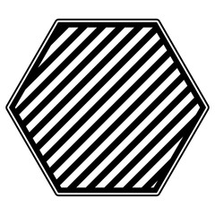 hexagon emblem in monochrome and striped vector illustration