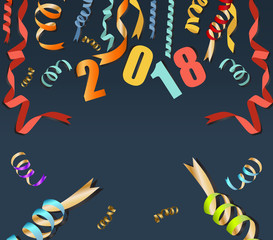 Obraz premium happy new year 2018 background with gold confetti and black colors lace for text