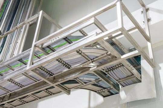 Cable tray with electrical wiring arranged on ceiling ,Cable tra