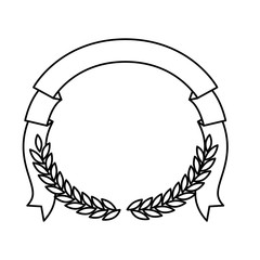 monochrome olive branches and ribbon on top vector illustration