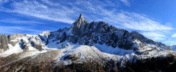 Aiguille du Dru in the Montblanc massif, French Alps - obrazy, fototapety, plakaty