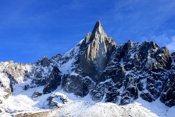 Aiguille du Dru in the Montblanc massif, French Alps