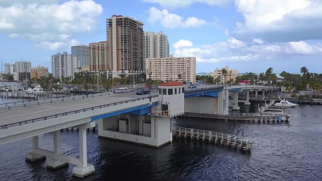Aerial video Las Olas Boulevard Bridge