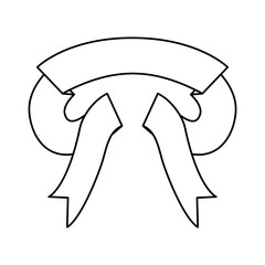 ribbon decorative monochrome silhouette with curves forms vector illustration