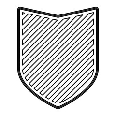 shield in monochrome contour and striped vector illustration