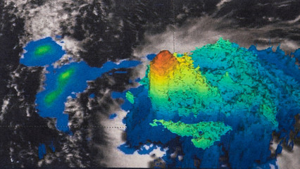 Satellite radar isosurface 3-D image powerful convective storms within Hurricane Jose in the Atlantic Ocean. Elements of this image furnished by NASA.