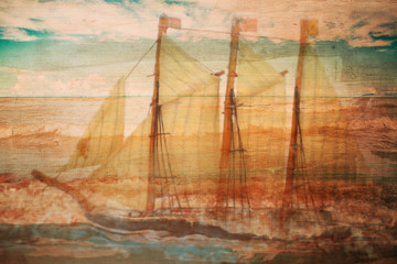 Vintage wooden ship background
