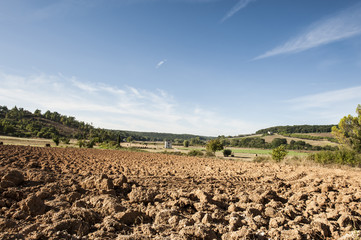Plowed sloping hills of Tuscany