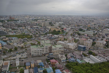 Overlook Hakodate city from Goryokaku tower