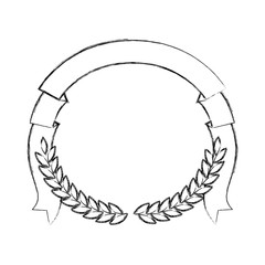 monochrome blurred olive branches and ribbon on top vector illustration