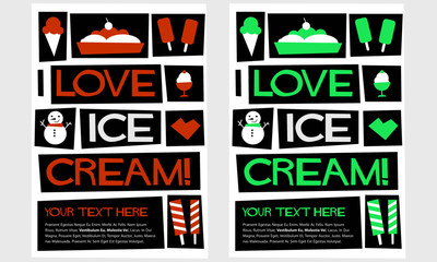 I love ice cream!  (Flat Style Vector Illustration Quote Poster Design)