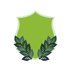 decorative frame with leaves icon over white background colorful design vector illustration