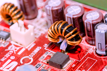 Abstract,close up of Circuits Electronic on Mainboard computer Technology background.
(logic...