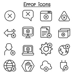 Error icon set in thin line style