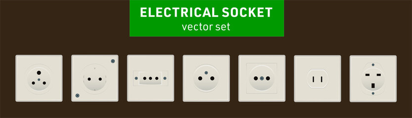 Power Electric Sockets - vector set