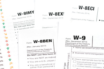 many different tax return forms with business report