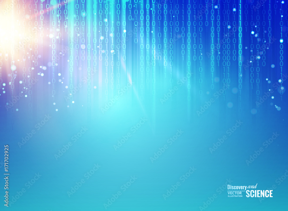 Aufkleber Abstract scientific background. Abstraction for science presentations. Bigdata array of fallen digits in matrix style. Abstract futuristic background. Vector illustration.
