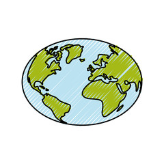 earth planet icon over white background vector illustration