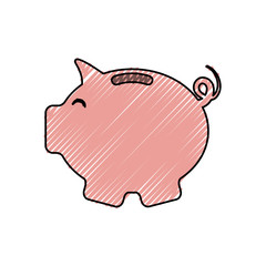 piggy bank icon over white background colorful design vector illustration