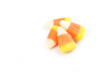 Halloween candy corns isolated on white