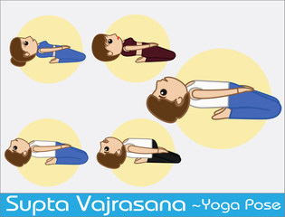Yoga Cartoon Vector Poses - Supta Vajrasana