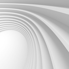 Abstract Architecture Background. 3d Rendering of White Circular Tunnel Building