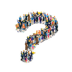 people making question mark symbol isometric concept