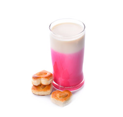 Cold milk on a white background