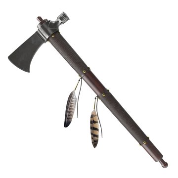 3D rendering of pipe tomahawk, isolated on white background.